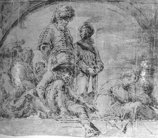 Design for a wall decoration, vintage artwork by Leonaert Bramer, 12x8" (A4) Poster