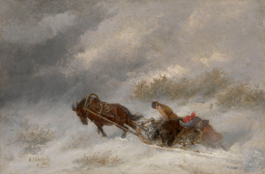 Bear Hunters in the Blizzard, vintage artwork by Nikolai Sverchkov, A3 (16x12") Poster Print