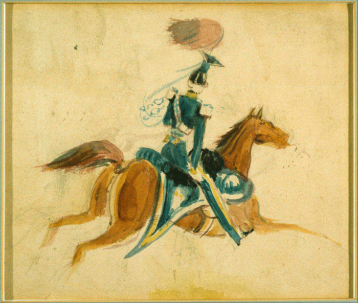 Man on Horseback, vintage artwork by Constantin Guys, A3 (16x12