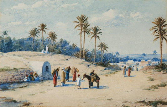 In the Oasis of Gafsa (Dans l'oasis de Gafsa), vintage artwork by Marcel Blairat, 12x8" (A4) Poster