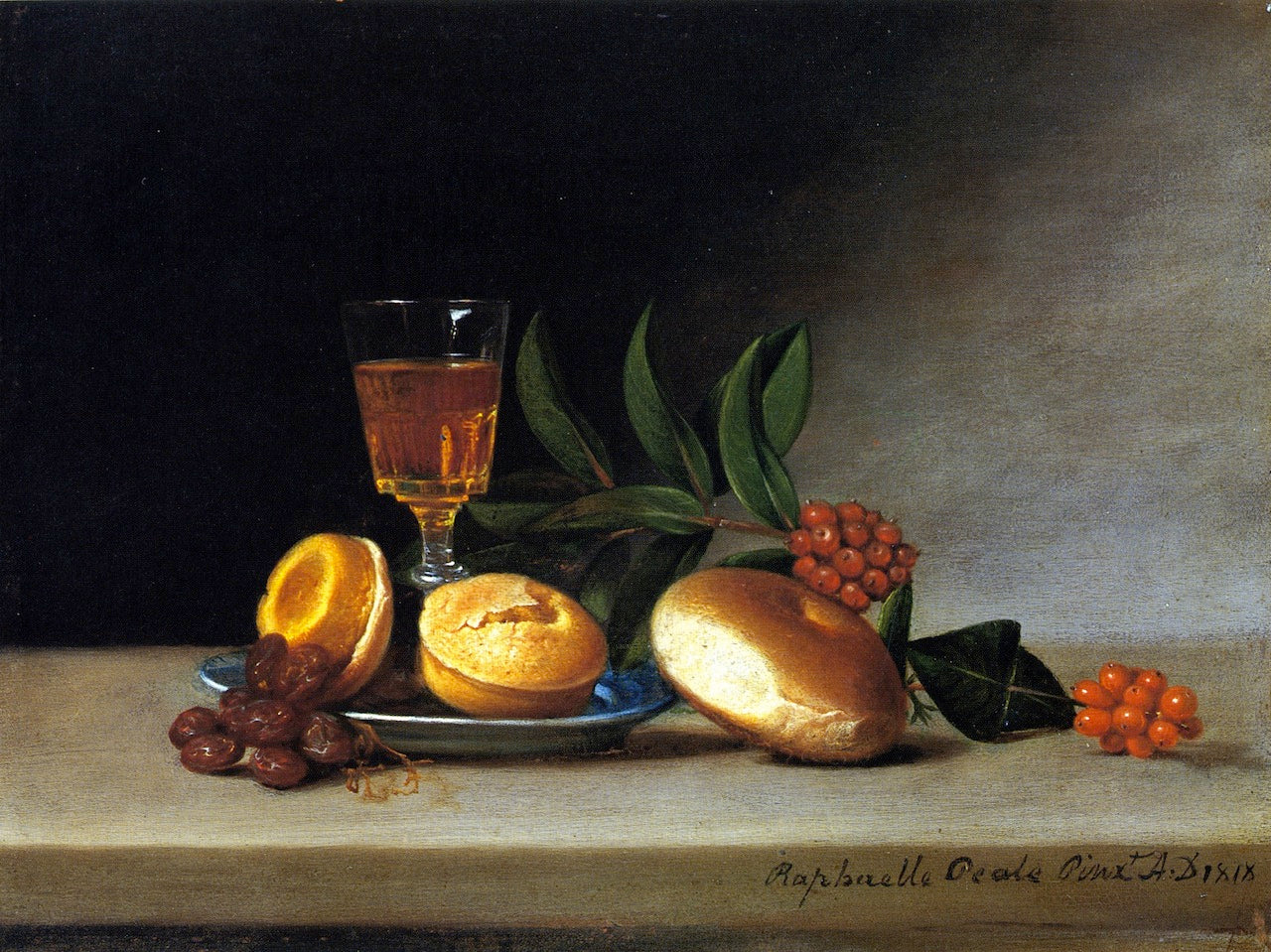 Still LIfe with Wine Glass, vintage artwork by Raphaelle Peale, 12x8" (A4) Poster