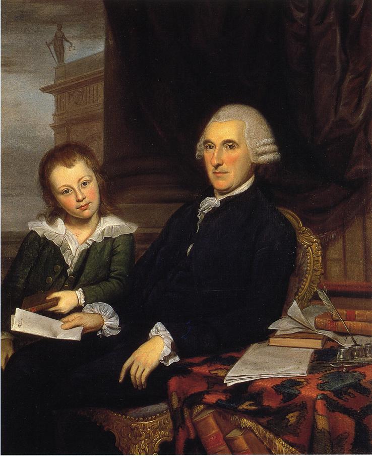Governor Thomas McKean and His Son, Thomas, Jr., vintage artwork by Charles Willson Peale, 12x8" (A4) Poster