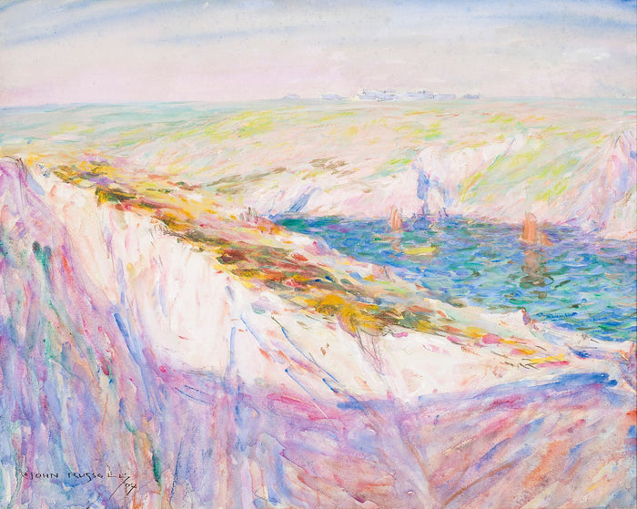 Chalk Cliffs at Goulphar Bay by John Peter Russell,A3(16x12