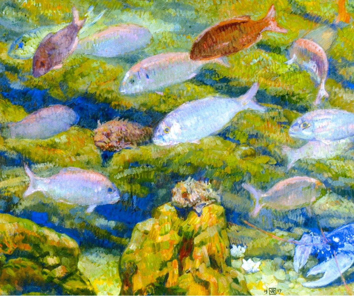 Aquarium Window (Sea-bream) by Theo van Rysselberghe,A3(16x12")Poster