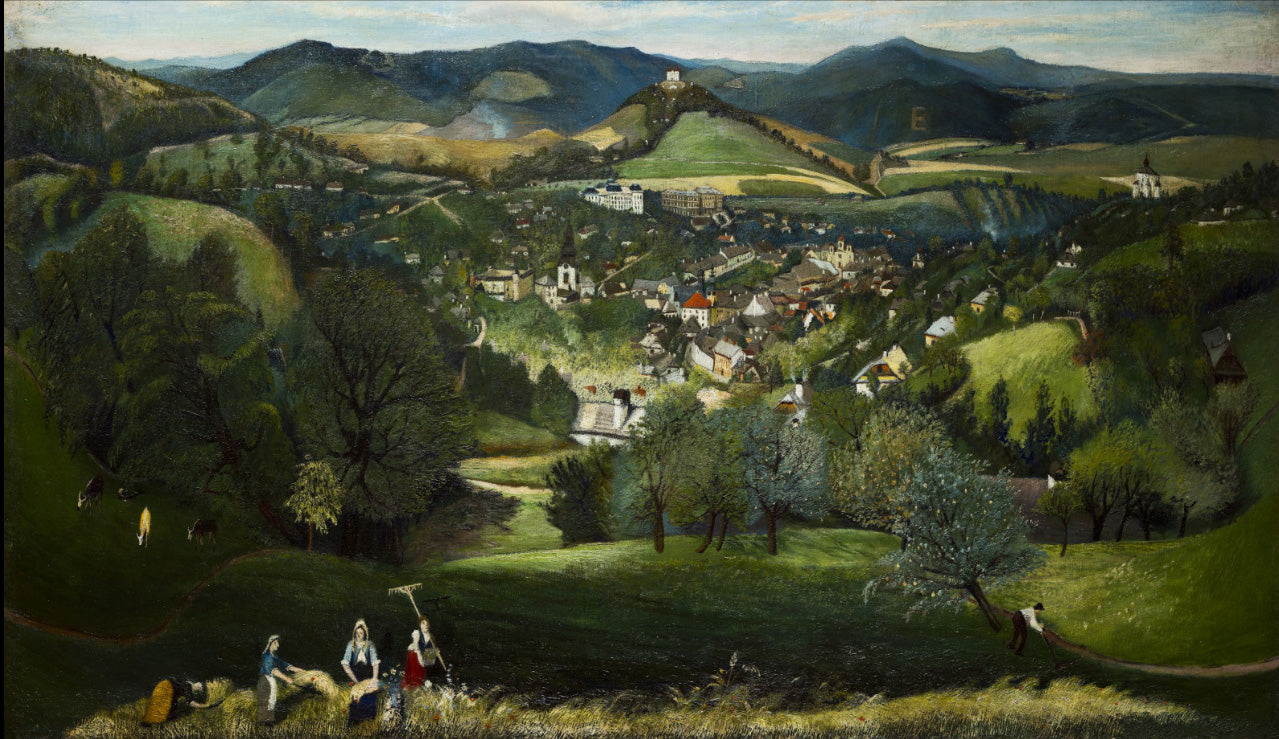 View of Selmecbánya, vintage artwork by Tivadar Csontvary Kosztka, 12x8" (A4) Poster