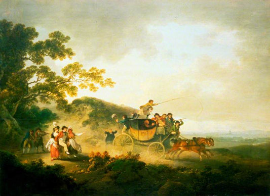 Jack in His Glory: A Hackney Coach Driven by  Drunken Sailors, vintage artwork by Julius Caesar Ibbetson, 12x8" (A4) Poster