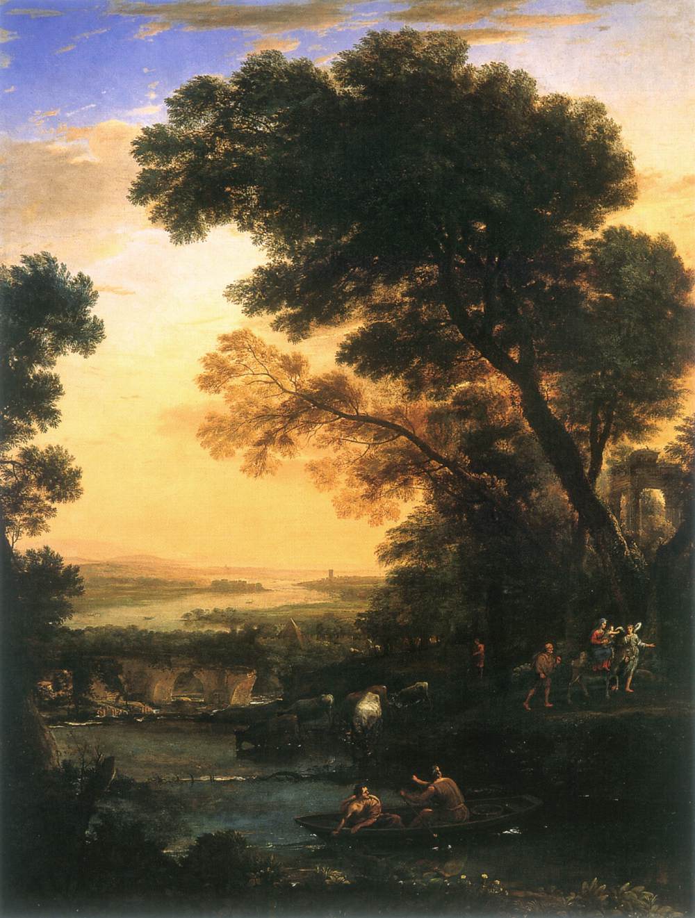 Ideal Landscape with the Flight into Egypt, vintage artwork by Claude Lorrain, 12x8" (A4) Poster