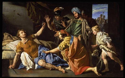 The Death of Brutus, vintage artwork by Matthias Stomer, 12x8" (A4) Poster