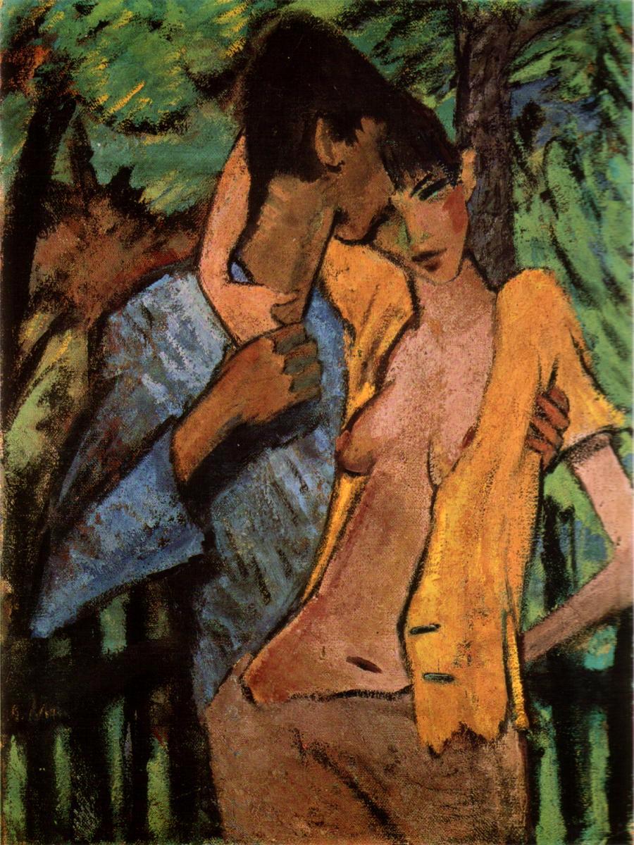 Liebespaar, vintage artwork by Otto Mueller, 12x8" (A4) Poster