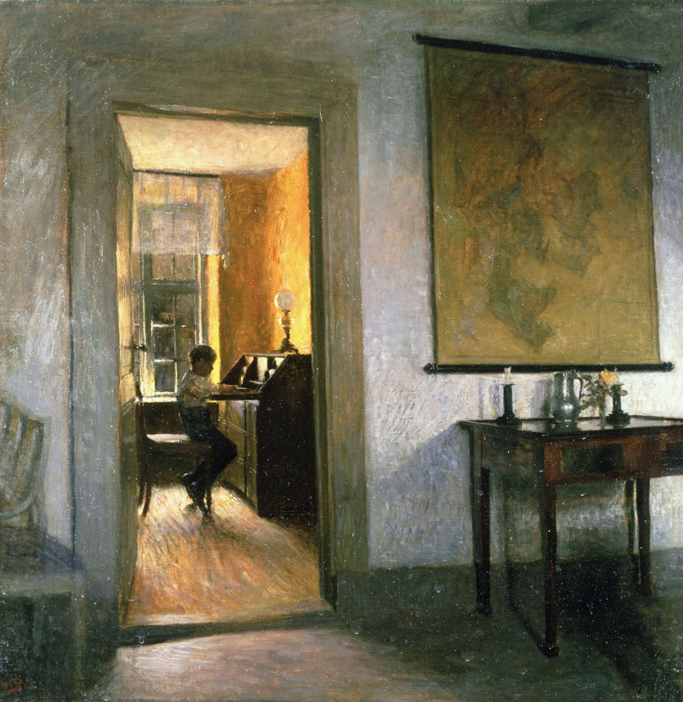 Boy Studying by Peter Ilsted,A3(16x12")Poster