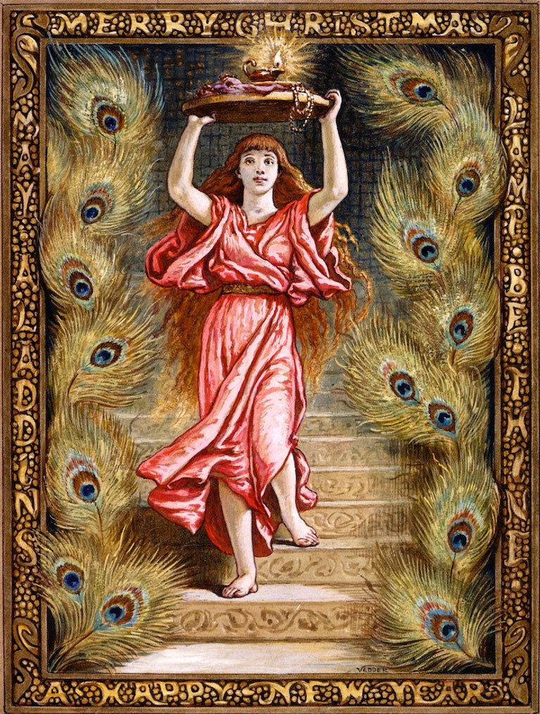 Aladdin's Lamp, vintage artwork by Elihu Vedder, 12x8" (A4) Poster