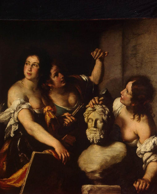 Allegory of Arts, vintage artwork by Bernardo Strozzi, 12x8" (A4) Poster