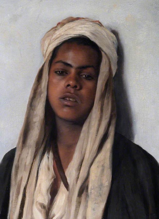 Portrait of an Egyptian Youth, vintage artwork by Franz Xaver Kosler, 12x8" (A4) Poster