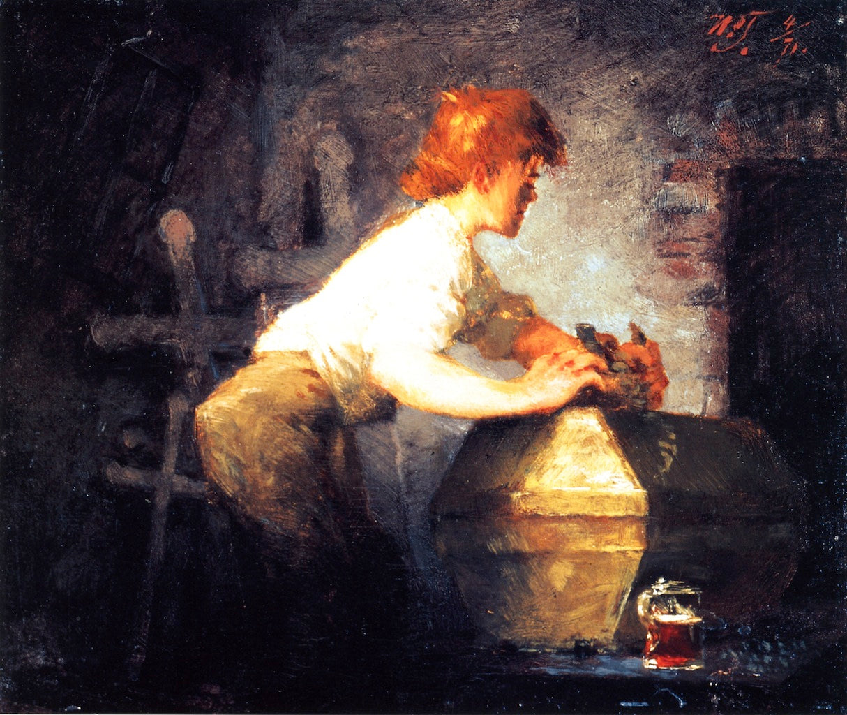 The Coffin Maker by Wilhelm Trubner,A3(16x12")Poster
