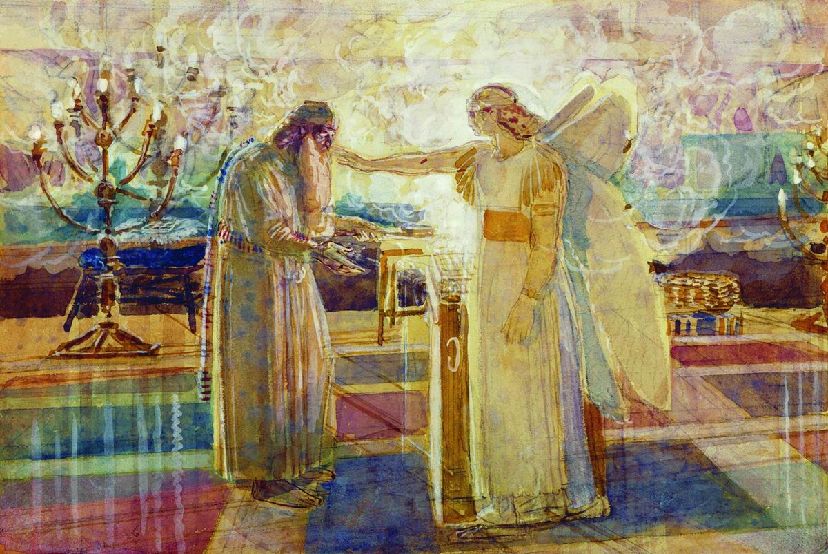Angel Appearing to Zacharias, vintage artwork by Alexander Ivanov, A3 (16x12") Poster Print