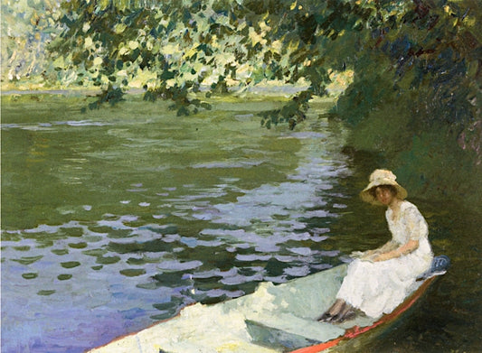 Boating Lake, Central Park, vintage artwork by Francis Luis Mora, 12x8" (A4) Poster