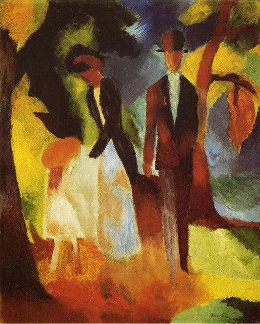 People by  the Lake, vintage artwork by August Macke, 12x8" (A4) Poster
