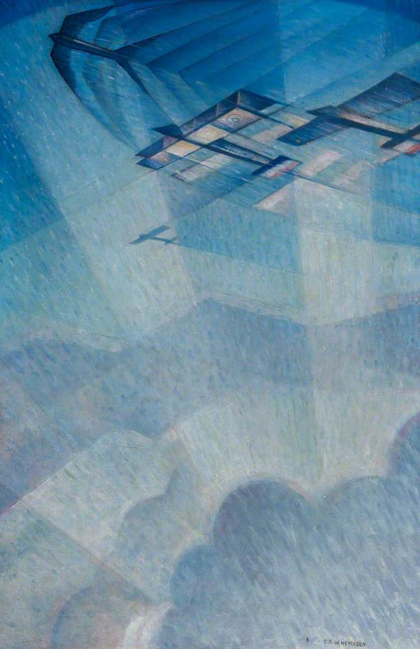 Pursuing a Taube, vintage artwork by Christopher Nevinson, 12x8" (A4) Poster
