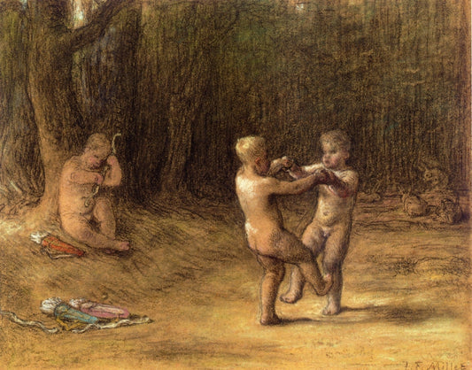 La Danse des Amours, vintage artwork by Jean-François Millet, A3 (16x12") Poster Print