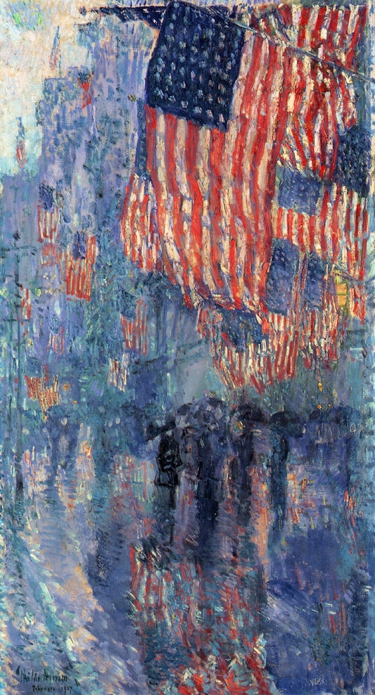 The Avenue in the Rain, vintage artwork by Childe Hassam, 12x8" (A4) Poster
