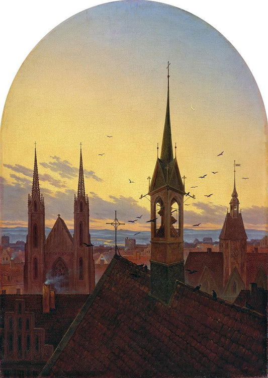 Roofs of Old Houses in Westphalia, vintage artwork by Carl Gustav Carus, A3 (16x12") Poster Print