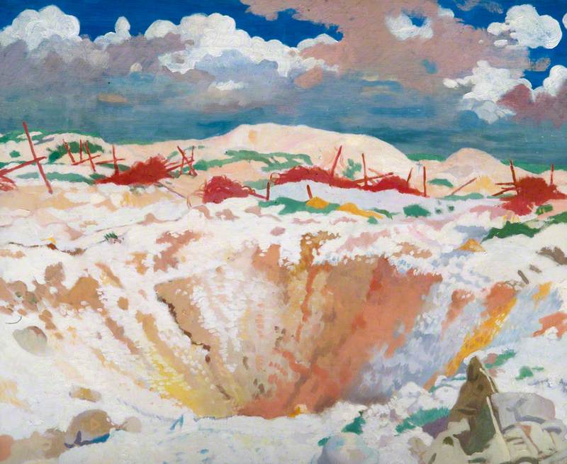German Wire, Thiepval, vintage artwork by Sir William Orpen, R.A., R.H.A., 12x8" (A4) Poster