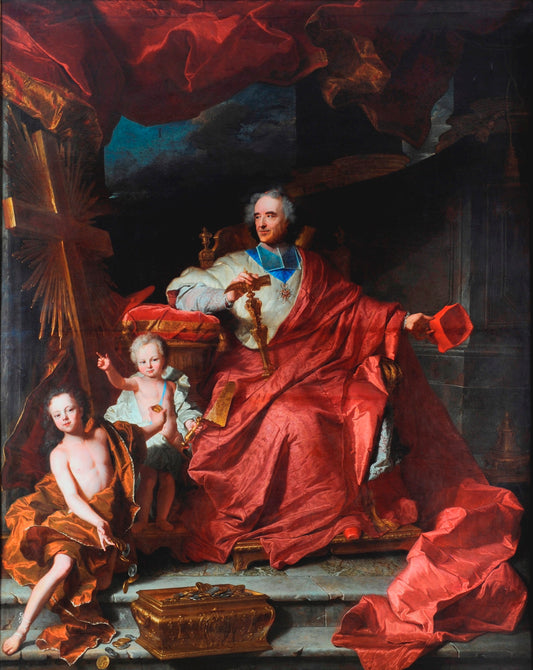 Cardinal de Bouillon Opening the Holy Door in 1700, vintage artwork by Hyacinthe Rigaud, 12x8" (A4) Poster