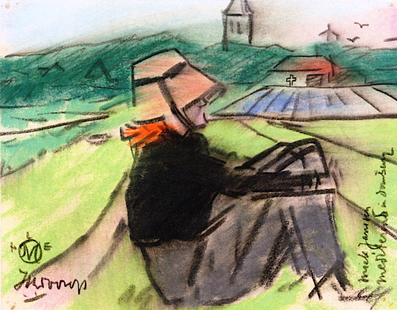 Miek Janssen mediterend in Domburg by Jan Toorop,A3(16x12")Poster