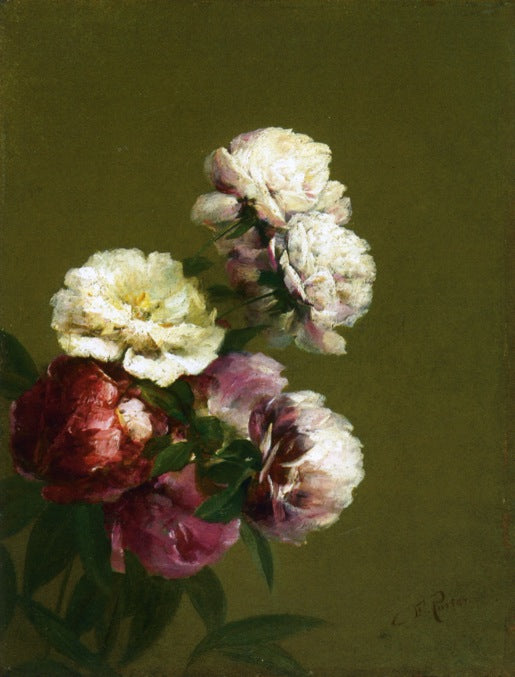 Peonies in a Bowl, vintage artwork by Charles Ethan Porter, 12x8" (A4) Poster