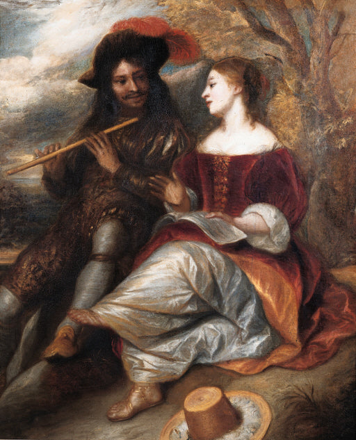 A Couple in Shepherd Costume, vintage artwork by Jan Lievens, 12x8" (A4) Poster