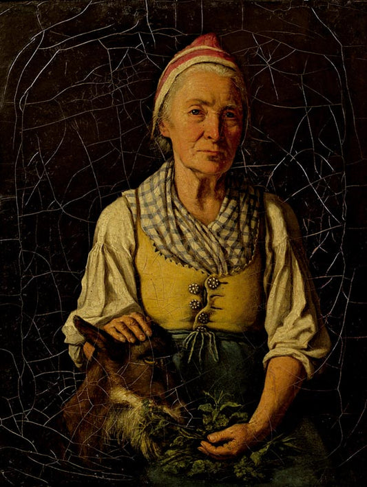 Feeding the Goat, vintage artwork by Johann Michael Neder, A3 (16x12") Poster Print