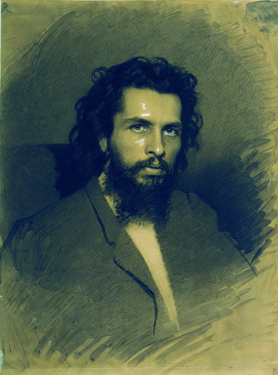 Portrait of Painter Nikolai Koshelev, vintage artwork by Ivan Kramskoi, 12x8" (A4) Poster