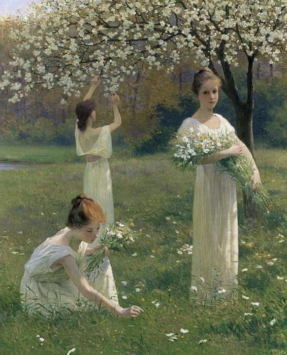 Harvesting Flowers by Leopold Franz Kowalski,A3(16x12")Poster