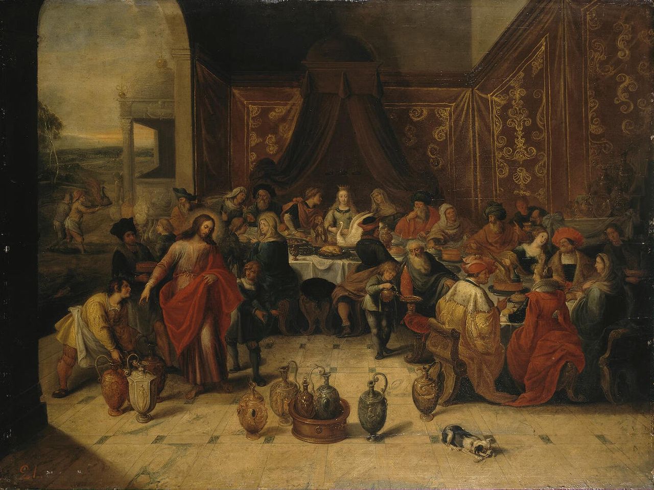 Marriage at Cana, vintage artwork by Frans Francken the Younger, 12x8" (A4) Poster