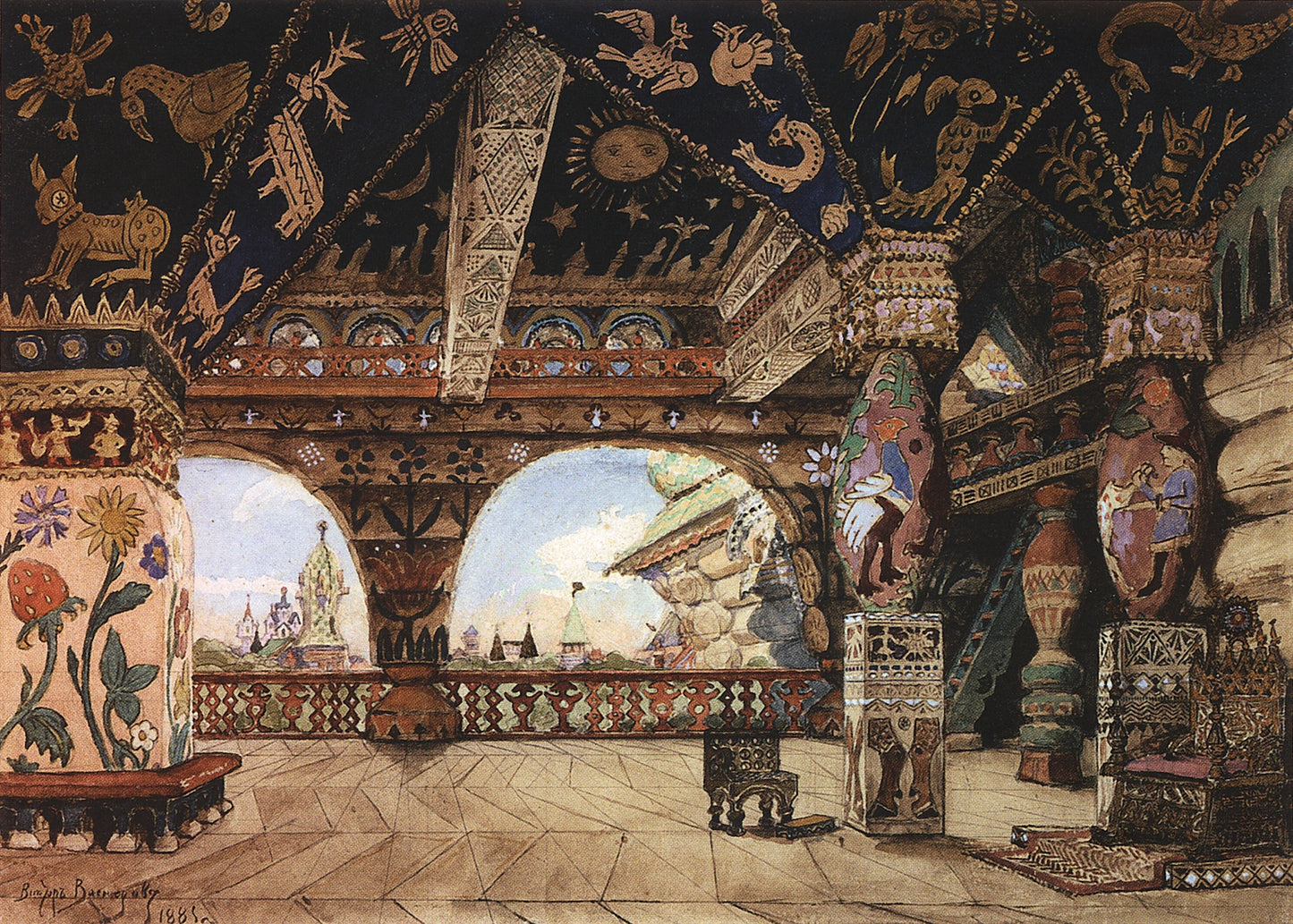 The Palace of Czar Berendei, vintage artwork by Viktor Mikhaylovich Vasnetsov, 12x8" (A4) Poster