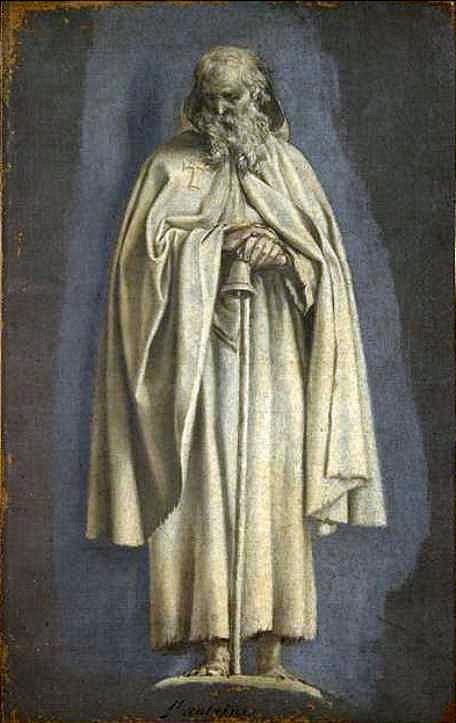 Christian Figures, St Anthony Standing and Holding a Bell, vintage artwork by Laurent de La Hyre, 12x8" (A4) Poster