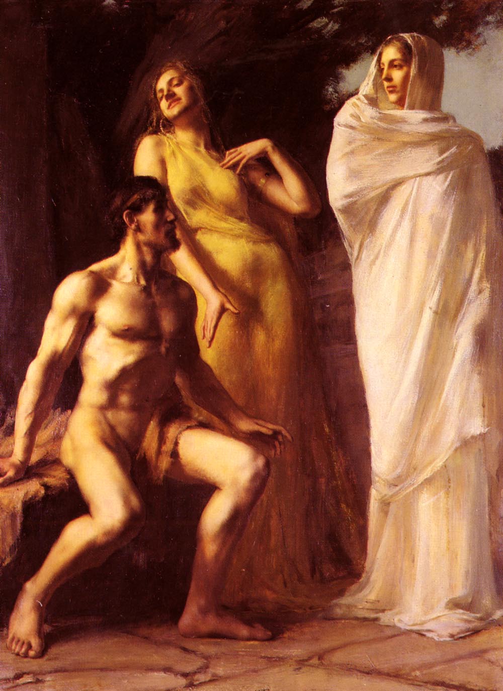 Hercules between Virtue and Vice, vintage artwork by Emmanuel Benner, 12x8" (A4) Poster