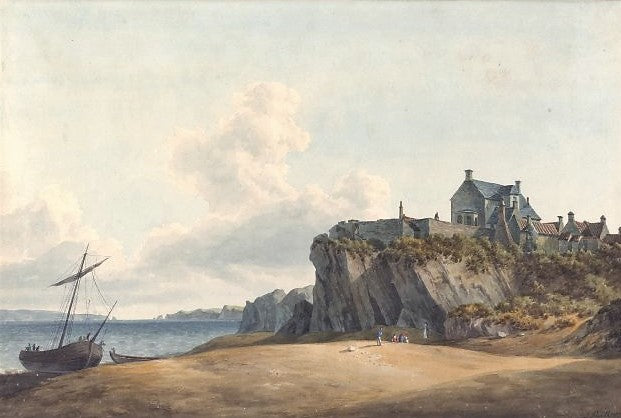 View looking West, back towards Tenby , vintage artwork by John Warwick Smith, 12x8" (A4) Poster