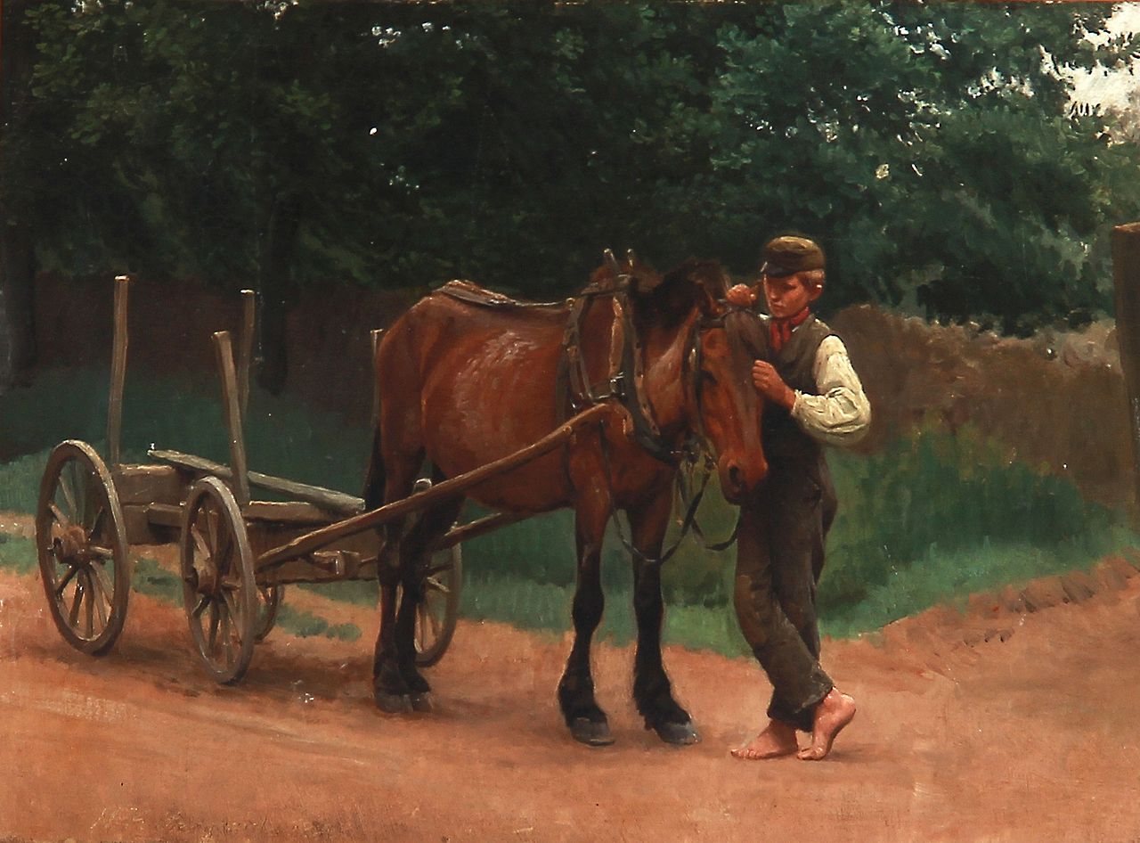 A short rest, vintage artwork by Niels Kristian Skovgaard, 12x8" (A4) Poster