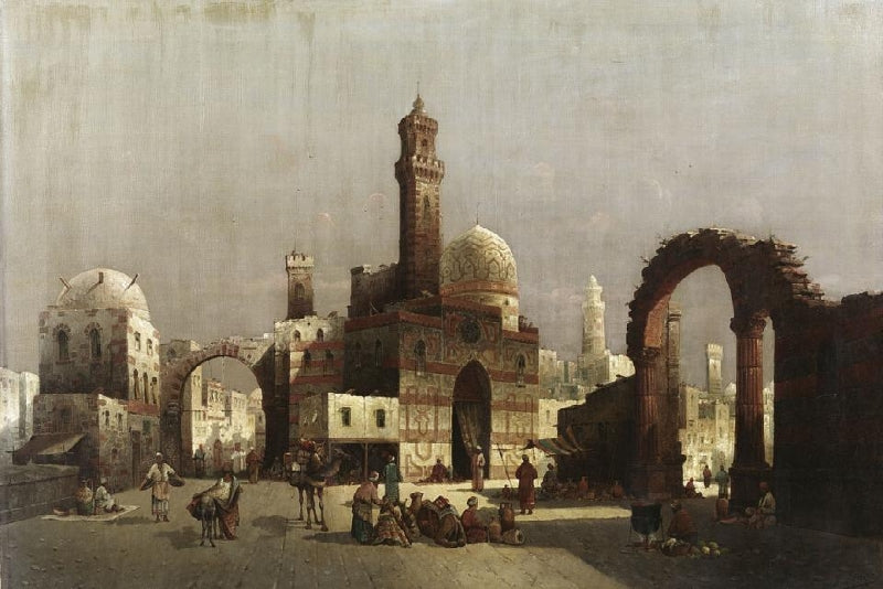 Al-Hosan Mosque in Cairo, vintage artwork by August von Siegen, 12x8" (A4) Poster