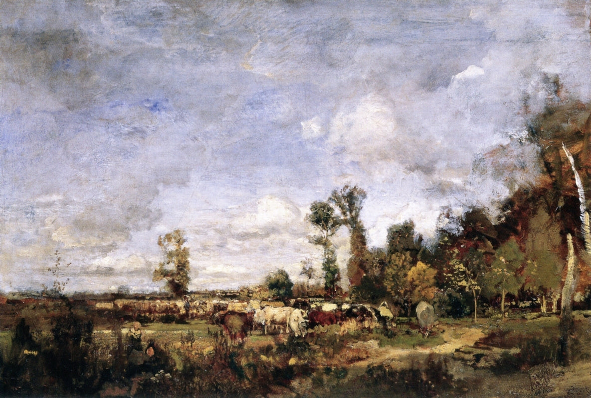 Grazing Cattle in Holland, vintage artwork by Emil Jacob Schindler, 12x8" (A4) Poster