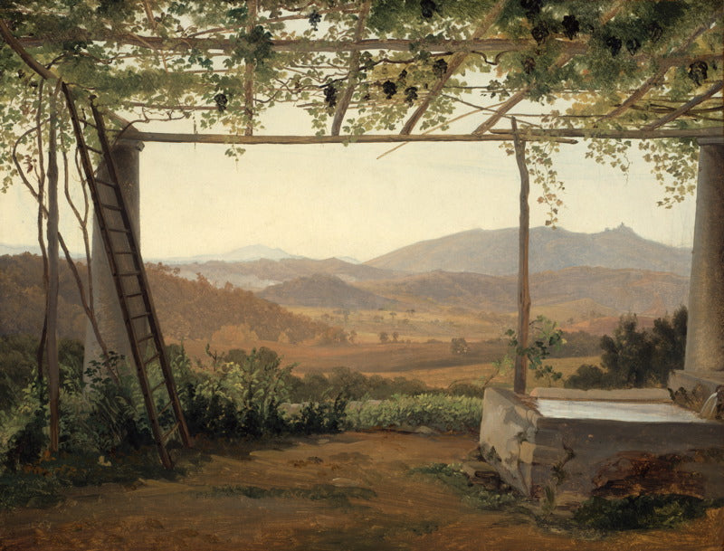 Fountain and Pergola in Italy, vintage artwork by Ernest Fritz Petzholdt, A3 (16x12") Poster Print