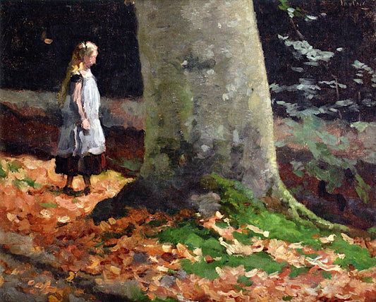 The Daughter of Painter Arntzenius, Peronne, in a Forest, vintage artwork by Willem Bastiaan Tholen, 12x8" (A4) Poster
