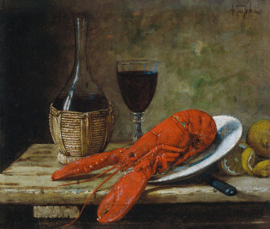 Still Life with Crayfish, vintage artwork by Alfred Hirv, 12x8" (A4) Poster