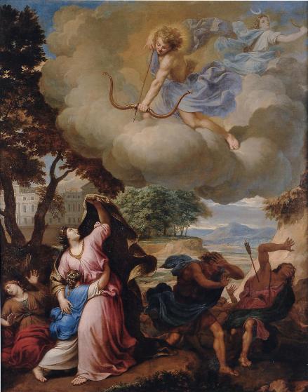 The Punishment of Niobe’s Children,, vintage artwork by Nicolas de Plattemontagne, 12x8" (A4) Poster
