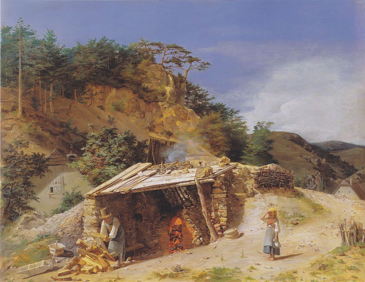 Lime Kiln in the Hinterbrühl, vintage artwork by Ferdinand Georg Waldmüller, A3 (16x12") Poster Print