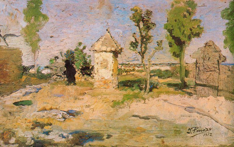 Landscape in Godella, vintage artwork by Ignacio Pinazo Camarlench, 12x8" (A4) Poster