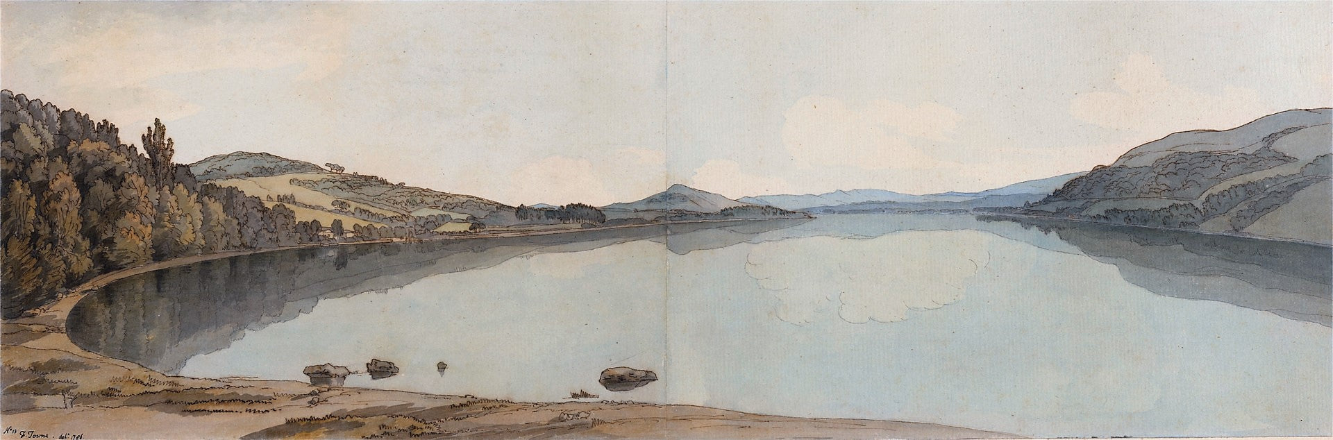 Lake Windermere, vintage artwork by Francis Towne, 12x8" (A4) Poster