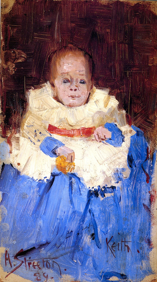 Orange, Blue and White, vintage artwork by Sir Arthur Streeton, 12x8" (A4) Poster