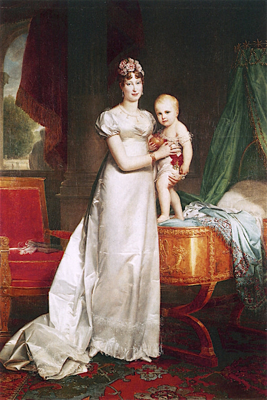 Empress Marie-Louise and Her Son, the King of Rome, vintage artwork by François Gerard, 12x8" (A4) Poster
